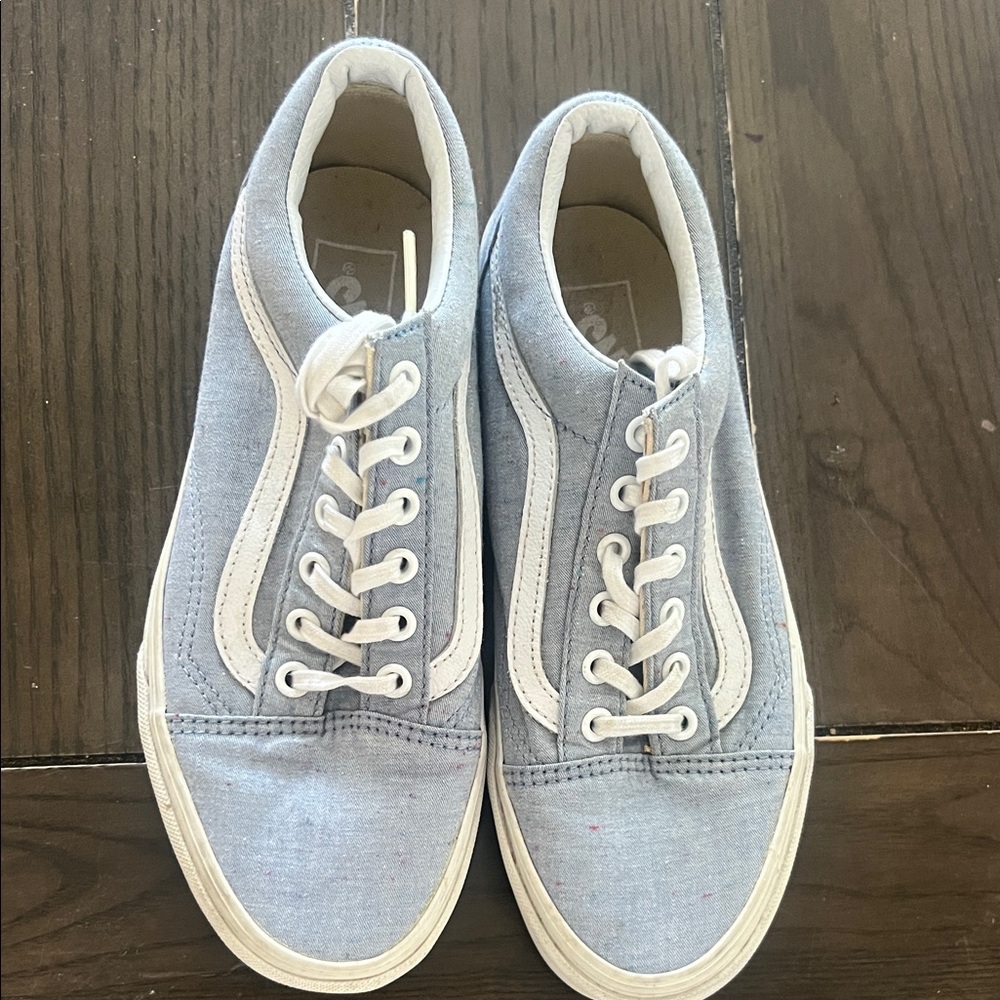 Vans Classic Low-Top Sneakers in Light Blue and White